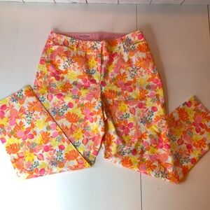 Talbots Tropical Floral Perfect Crop Pants Pink Orange Yellow Women’s Curvy 6